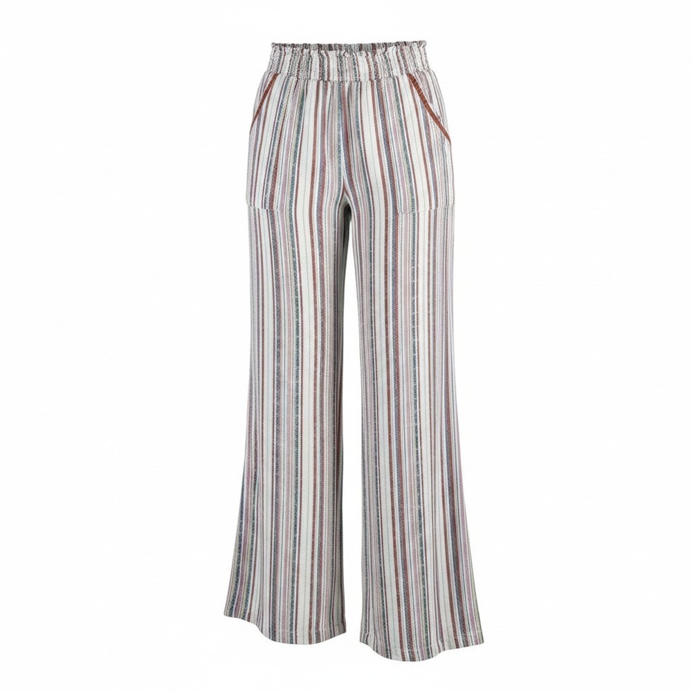 Art Class Girls Striped Wide Leg Linen Blend Pants Multi-Color Boho Size L 10/12